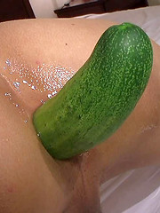 Asian boy putting fresh vegetable into own anal hole - ass play,anal,hardcore,asian,ethnic,toys,twinks