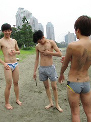 ODAIBA BEACH BOYZ - anal,groupsex,hardcore,oral,threesome,asian,ethnic,outdoors,shaved,twinks,panties,speedos,brunette,japanese,beach