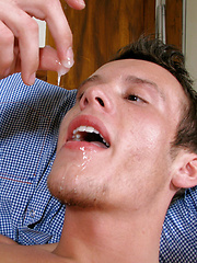 Cum Eating Solo With Hayden - cumshots,facial,jackoff,masturbation,shaved,solo,twinks,panties,underwear,brown hair